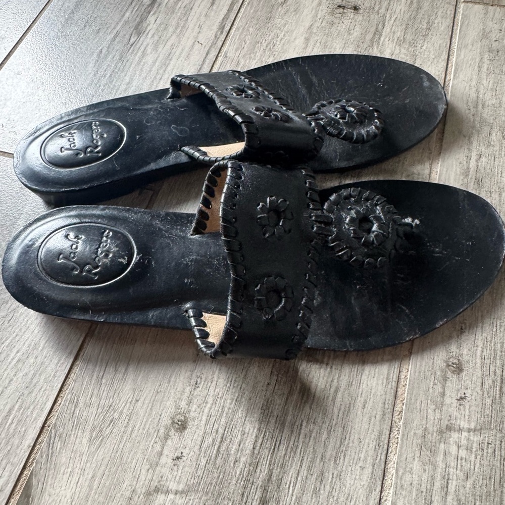 Jack Rogers Women's Black Leather Sandals